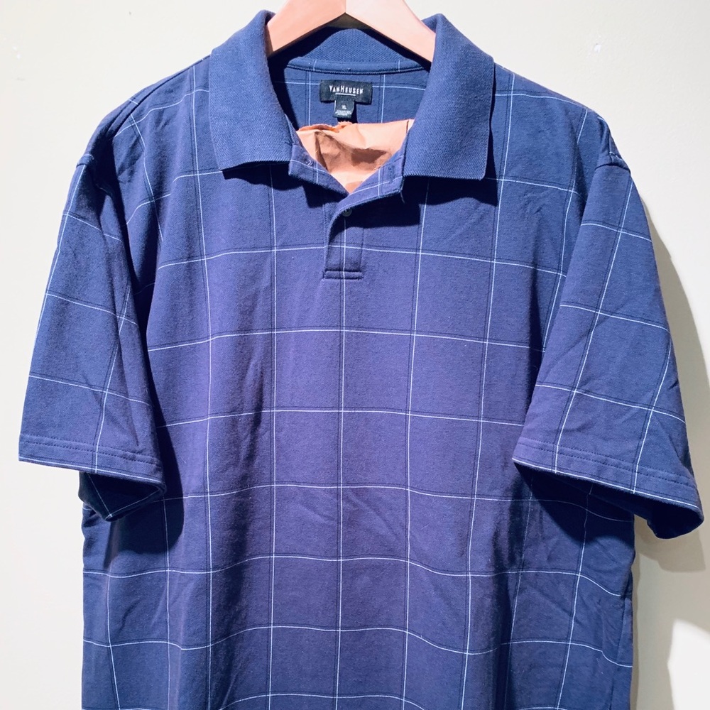 Van Heusen Men XL Golf Polo Shirt NAVY BLUE SHIRT